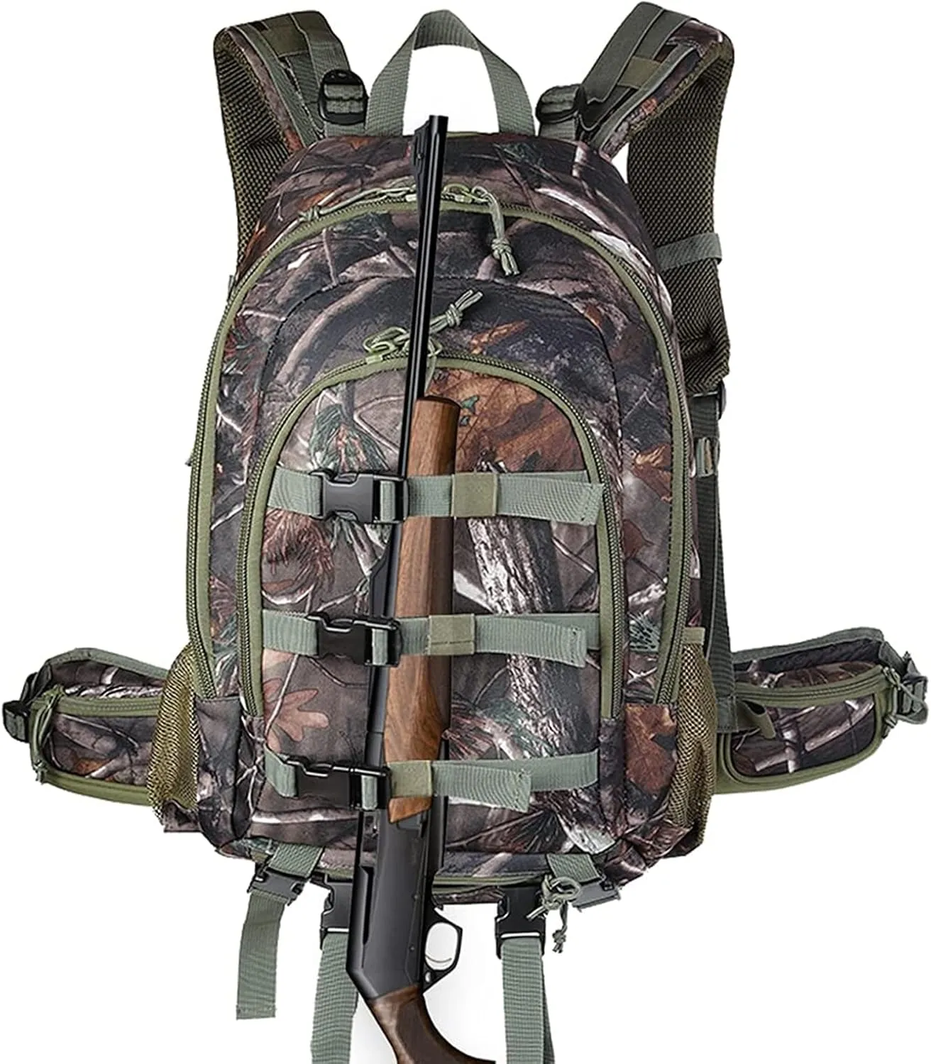 AUMTISC 40L Hunting Bag Backpack with Rifle Holder for Men, Waterproof Camo Hunting Day Back Pack with Rain Cover for Gun Bow