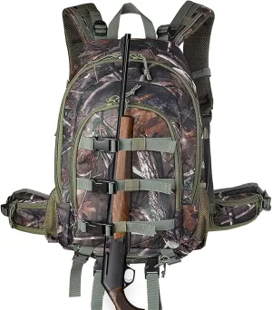 AUMTISC 40L Hunting Bag Backpack with Rifle Holder for Men, Waterproof Camo Hunting Day Back Pack with Rain Cover for Gun Bow