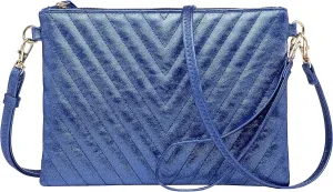 B BRENTANO Chevron Embroidered Crossbody Clutch Bag Pouch with Removable Wristlet & Adjustable Shoulder Strap
