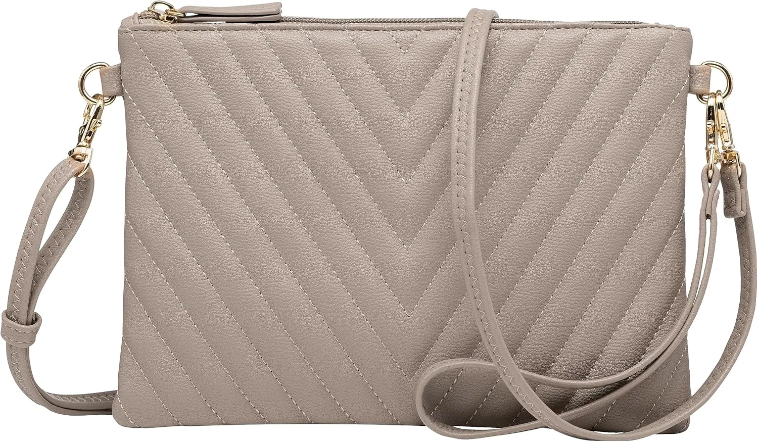 B BRENTANO Chevron Embroidered Crossbody Clutch Bag Pouch with Removable Wristlet & Adjustable Shoulder Strap