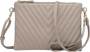 B BRENTANO Chevron Embroidered Crossbody Clutch Bag Pouch with Removable Wristlet & Adjustable Shoulder Strap