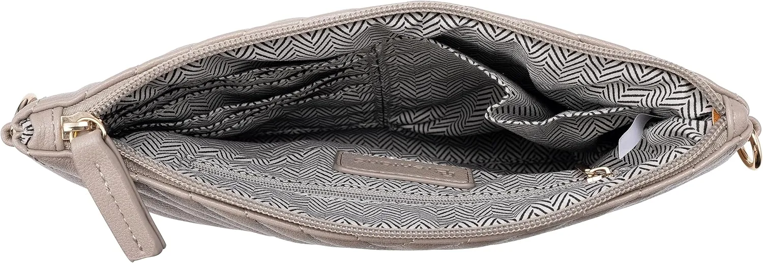 B BRENTANO Chevron Embroidered Crossbody Clutch Bag Pouch with Removable Wristlet & Adjustable Shoulder Strap
