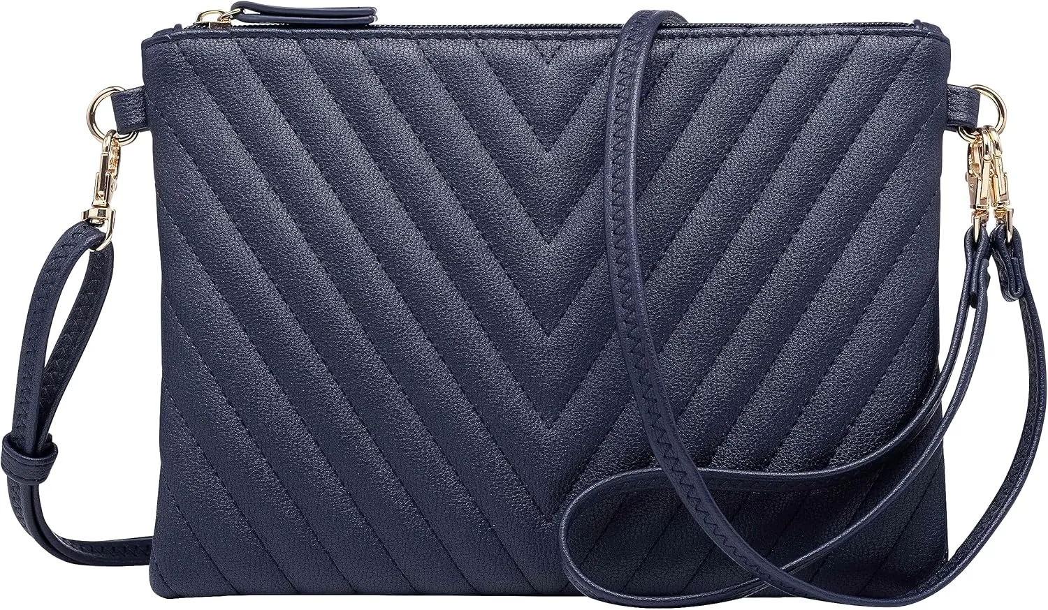 B BRENTANO Chevron Embroidered Crossbody Clutch Bag Pouch with Removable Wristlet & Adjustable Shoulder Strap