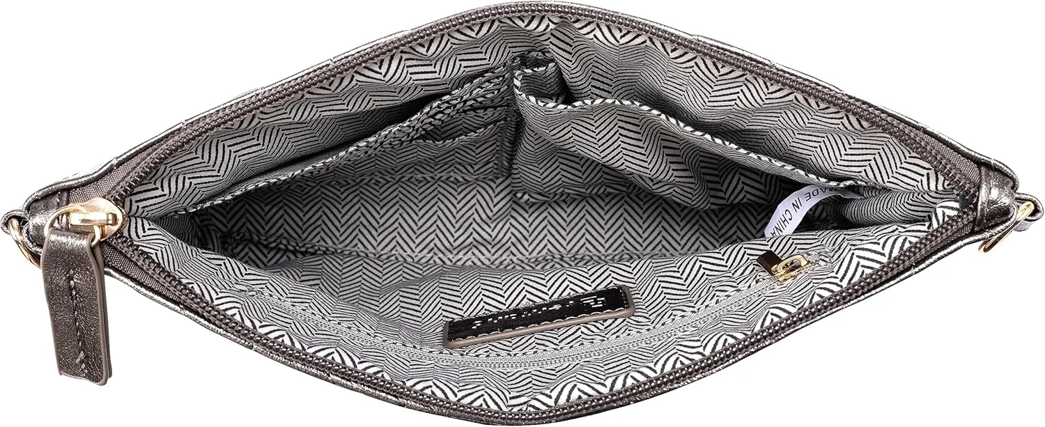 B BRENTANO Chevron Embroidered Crossbody Clutch Bag Pouch with Removable Wristlet & Adjustable Shoulder Strap