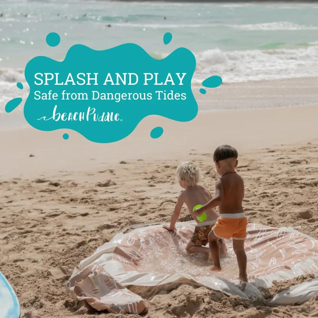Baby Beach Pool | 2-in-1 Kiddie Pool and Blanket | Flexible Toddler Pool | Toys for Kids & Toddlers | 6x6 Feet With Waterproof Carrying Bag | Puddle (Terracotta Surfboards)