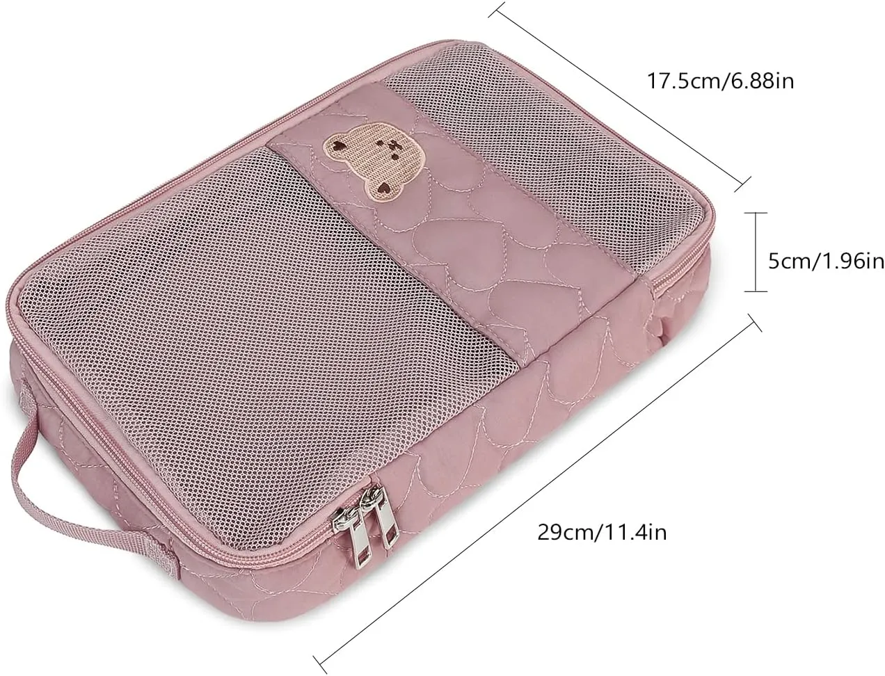 Baby Diaper Bag Organizer Pouches - 2 Pack Waterproof Pod Hanging Diaper Bag Cute Bear Mesh Bag Reusable, Washable or Baby Cloth Diapers (Pink&Blue)
