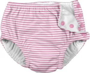 Baby Girls Snap Infant and Toddler Reusable Swim Diapers, Light Pink Pinstripe, 6 Months