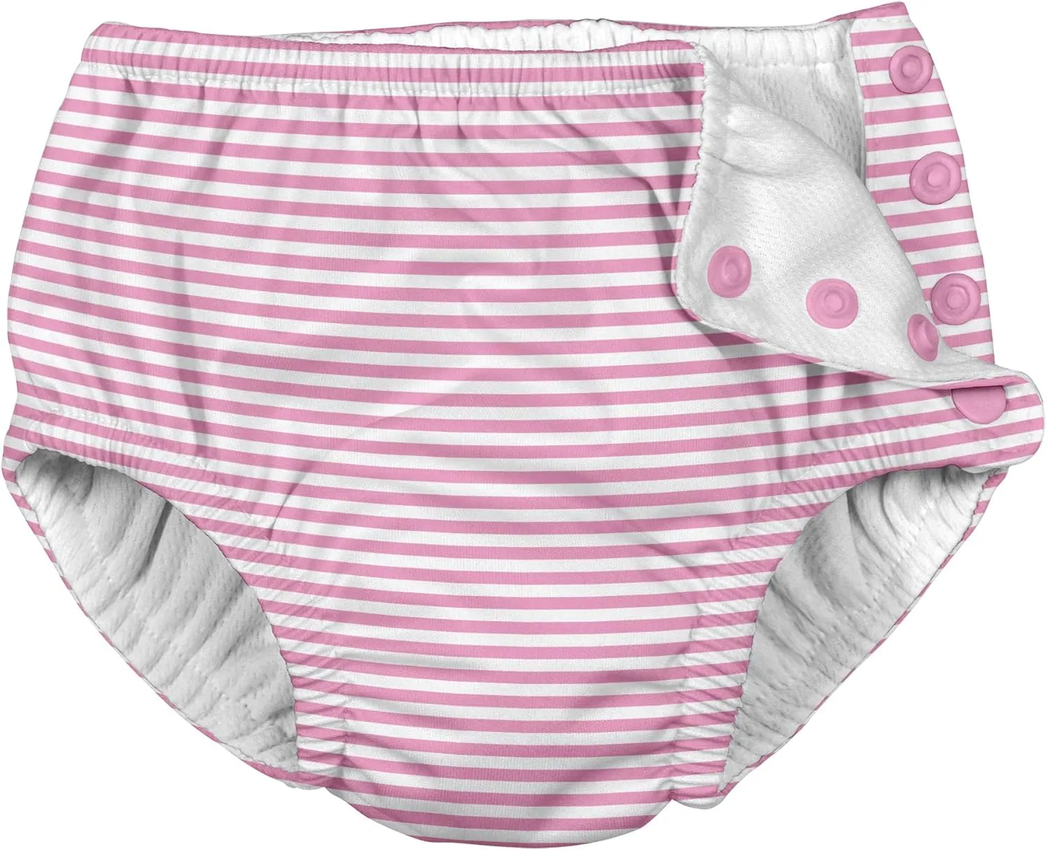 Baby Girls Snap Infant and Toddler Reusable Swim Diapers, Light Pink Pinstripe, 6 Months