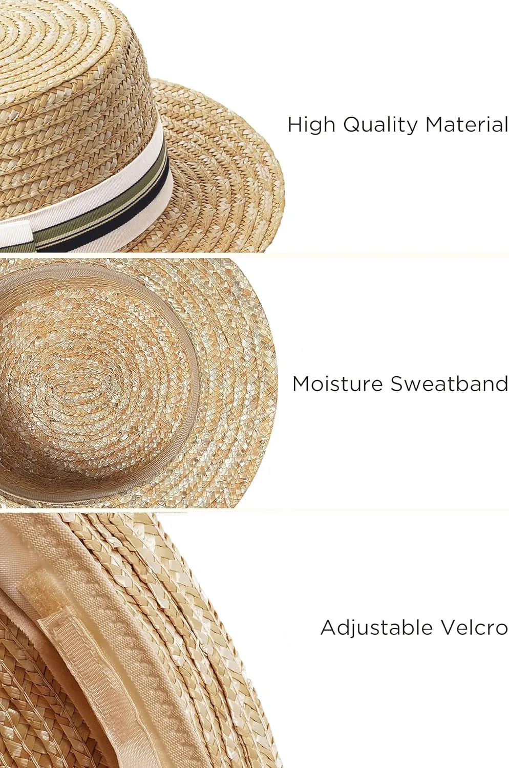BABYOND Mens Brim Boater Hat Gatsby Straw Panama Hat Fedora Summer Beach Sun Hat 20s Costume Accessories