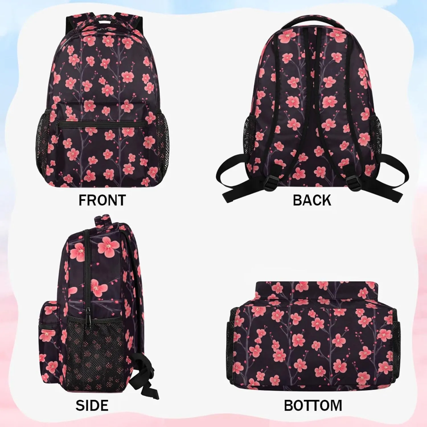 Backpack Beautiful Plum Blossom Book Bags Laptop Backpacks Lightweight Multipurpose Daypack for Men Women Travel Hiking