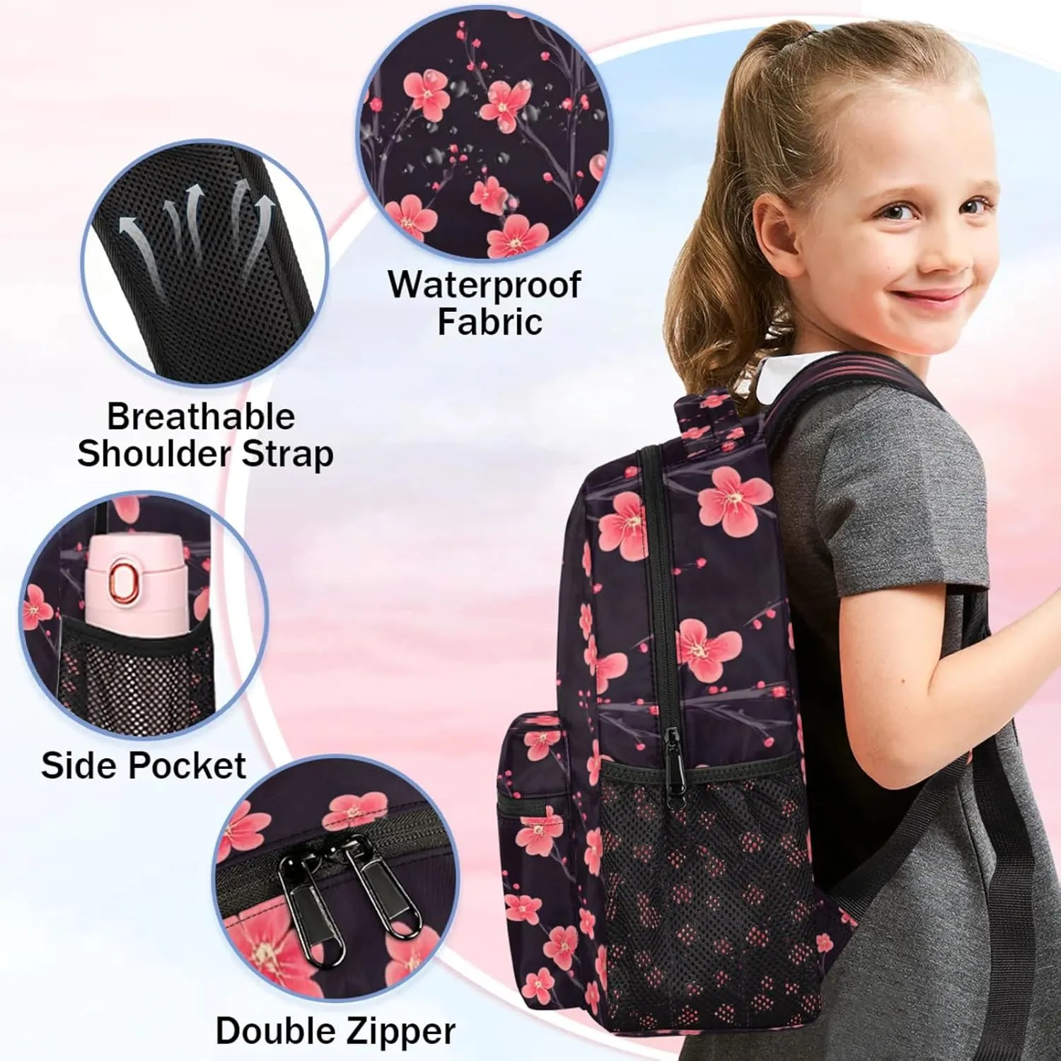 Backpack Beautiful Plum Blossom Book Bags Laptop Backpacks Lightweight Multipurpose Daypack for Men Women Travel Hiking