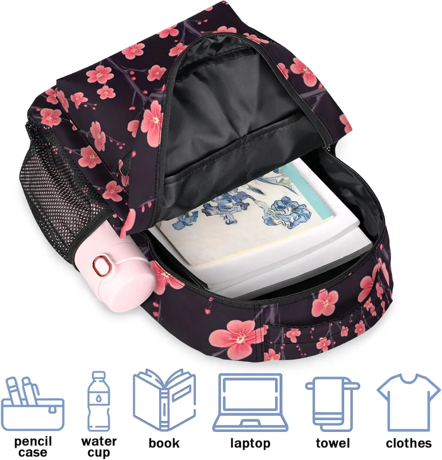 Backpack Beautiful Plum Blossom Book Bags Laptop Backpacks Lightweight Multipurpose Daypack for Men Women Travel Hiking