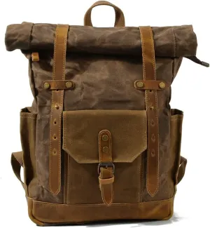 Backpack Canvas Backpacks Retro Daypack Men Travel Bag, Coffee, One Size
