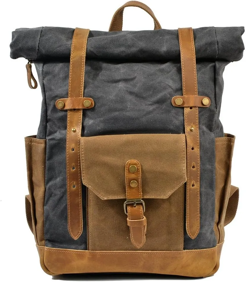 Backpack Canvas Backpacks Retro Daypack Men Travel Bag, Gray, One Size