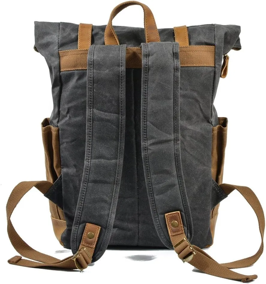 Backpack Canvas Backpacks Retro Daypack Men Travel Bag, Gray, One Size