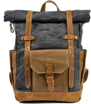 Backpack Canvas Backpacks Retro Daypack Men Travel Bag, Gray, One Size