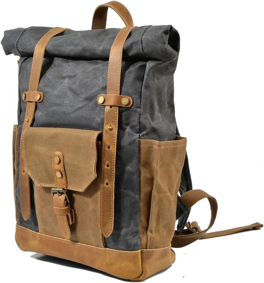 Backpack Canvas Backpacks Retro Daypack Men Travel Bag, Gray, One Size