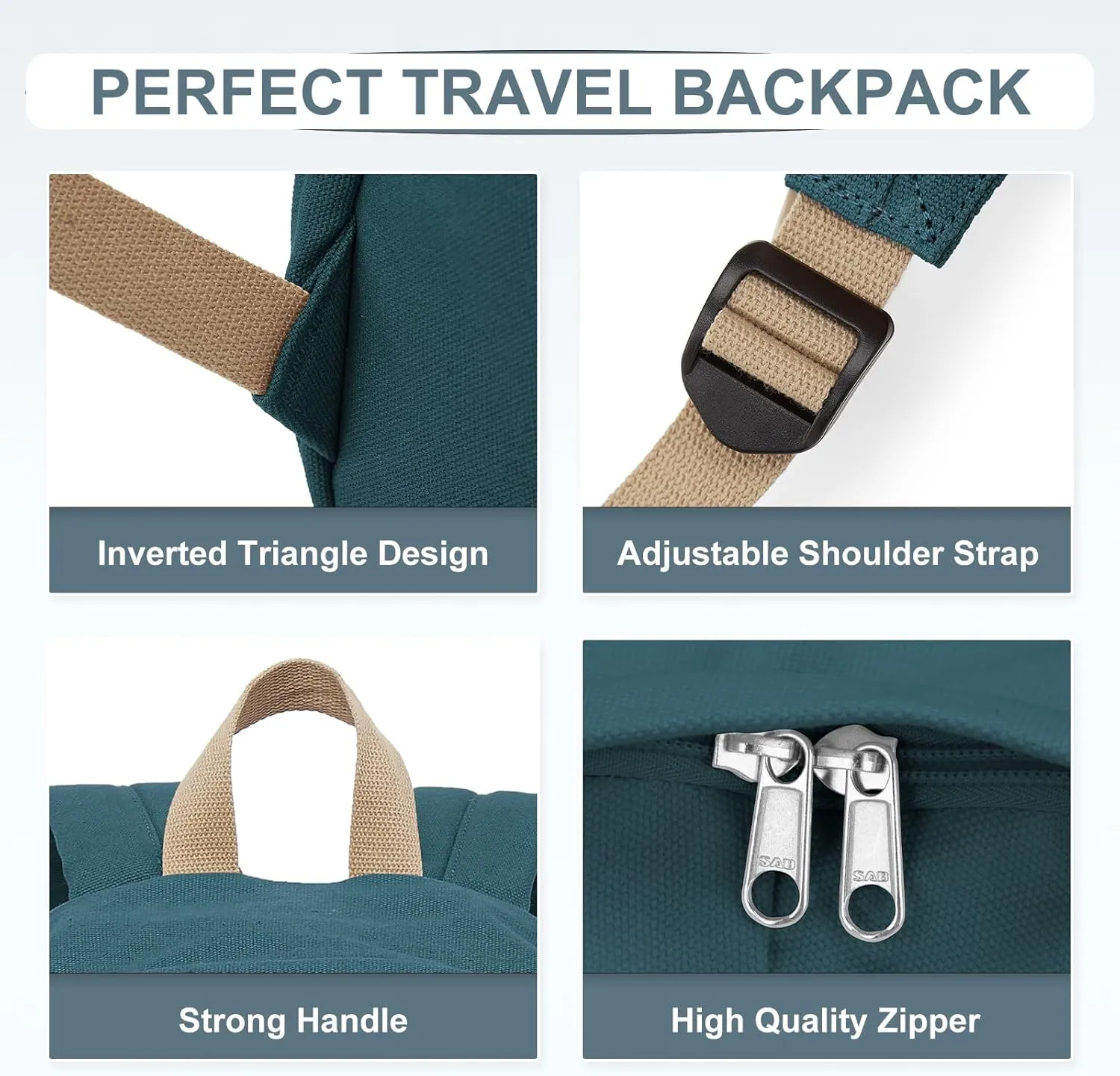 Backpack for School Women Men, Canvas Backpack Bookbag for Teens Girls Boys, Lightweight College School Back Pack Book Bag Casual Daypack Mochilas Escolares para Adolescentes