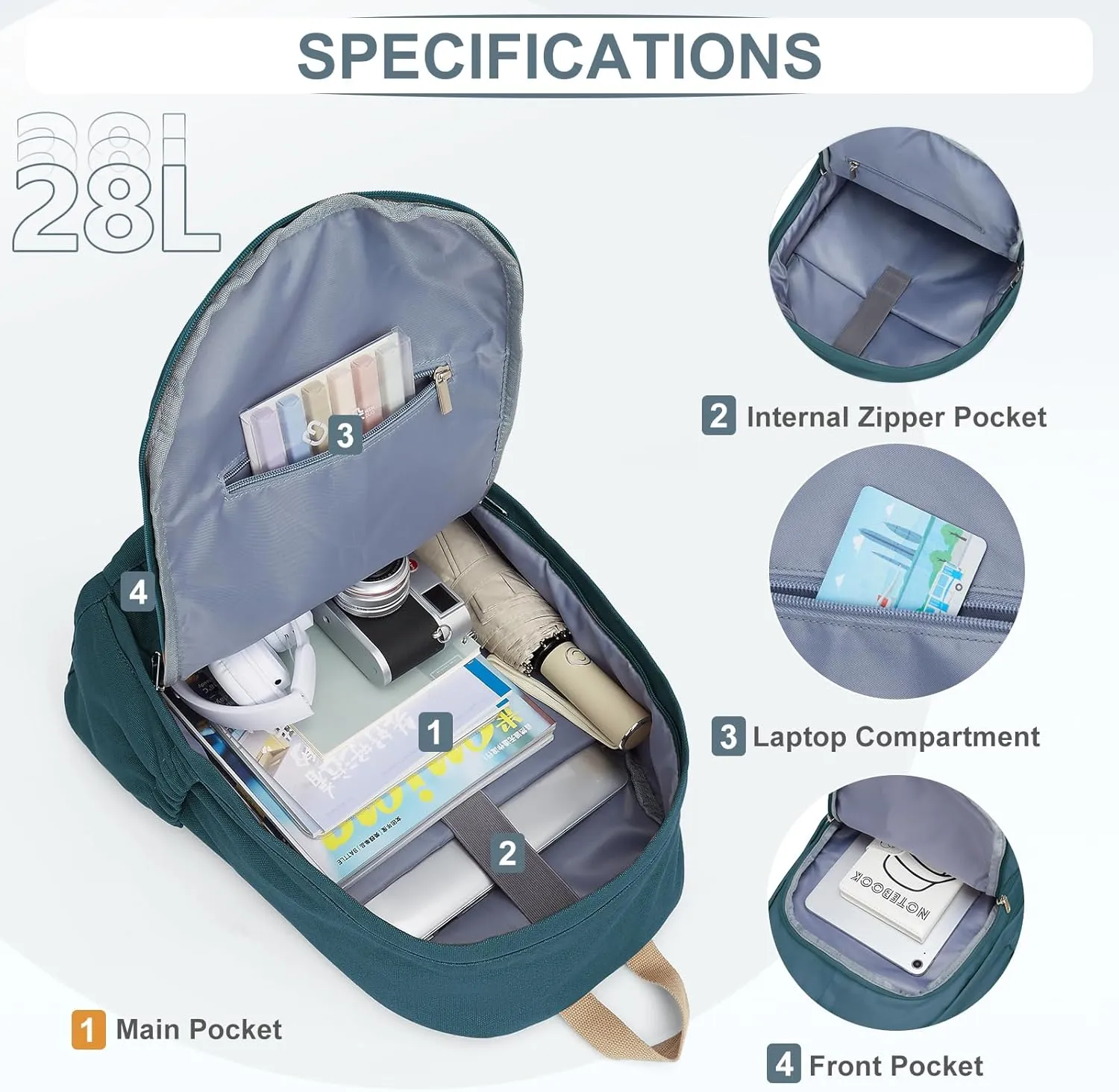 Backpack for School Women Men, Canvas Backpack Bookbag for Teens Girls Boys, Lightweight College School Back Pack Book Bag Casual Daypack Mochilas Escolares para Adolescentes