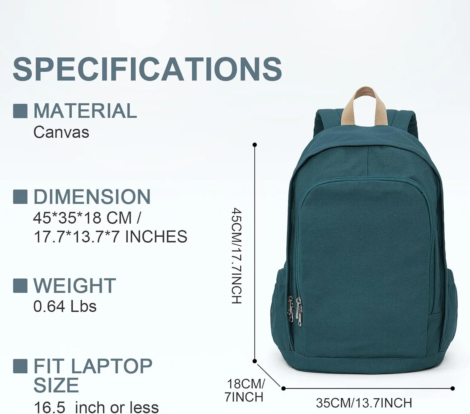 Backpack for School Women Men, Canvas Backpack Bookbag for Teens Girls Boys, Lightweight College School Back Pack Book Bag Casual Daypack Mochilas Escolares para Adolescentes