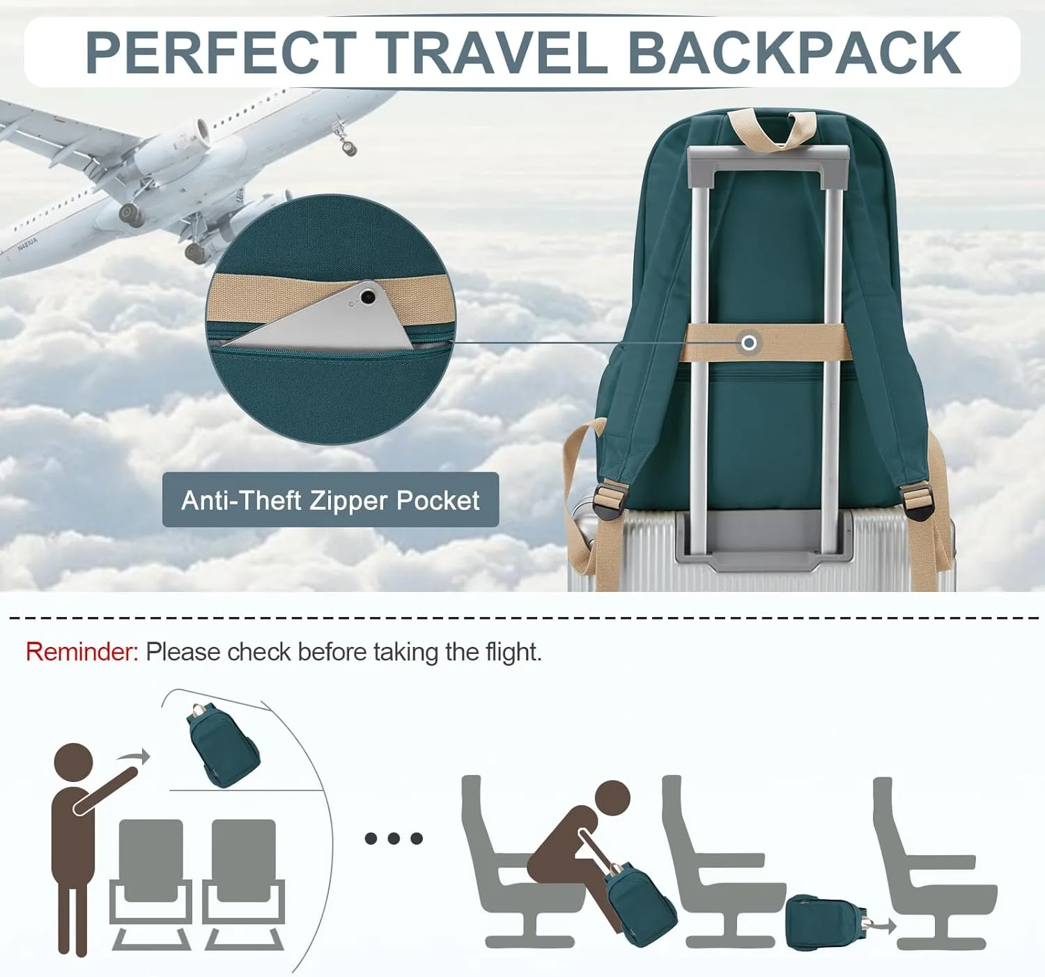 Backpack for School Women Men, Canvas Backpack Bookbag for Teens Girls Boys, Lightweight College School Back Pack Book Bag Casual Daypack Mochilas Escolares para Adolescentes