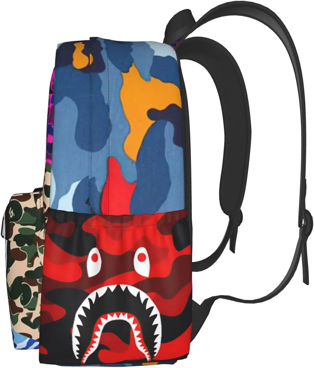 Backpack Shark Teeth Camo Backpacks Travel Laptop Daypack Big Capacity Bookbag Fashion Durable for Men and Women