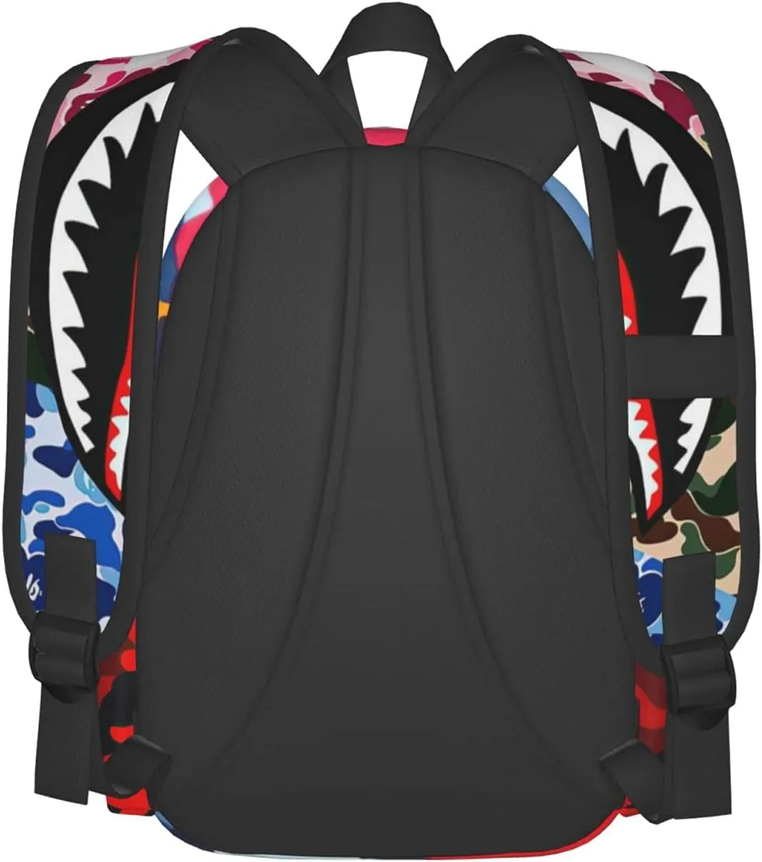 Backpack Shark Teeth Camo Backpacks Travel Laptop Daypack Big Capacity Bookbag Fashion Durable for Men and Women