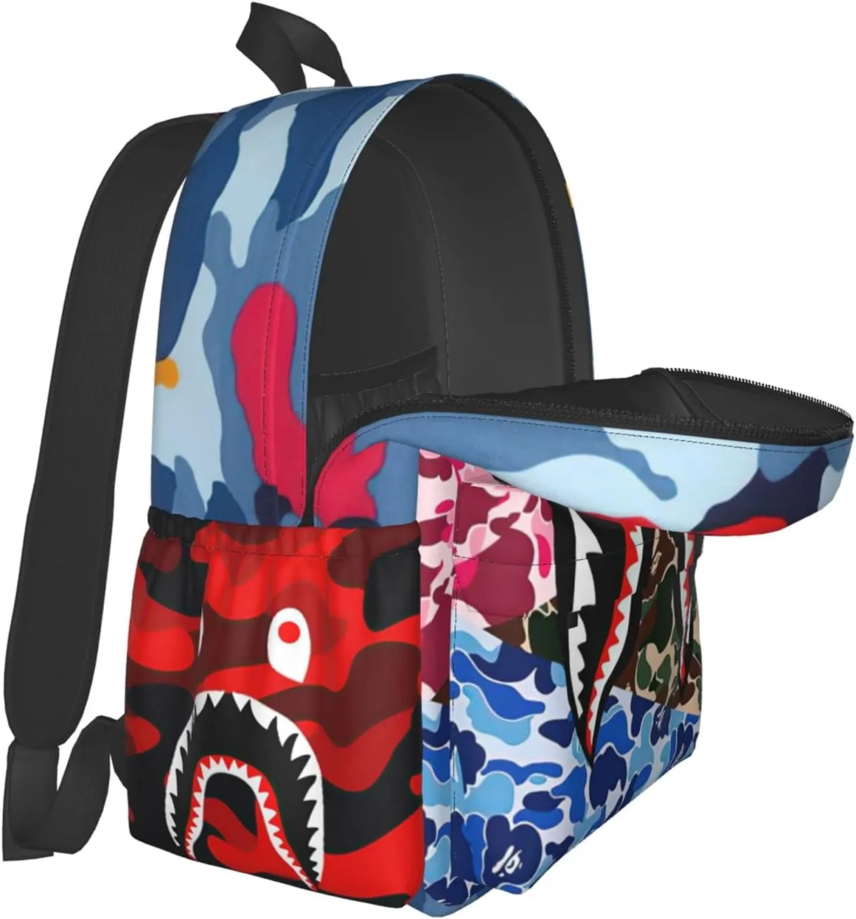 Backpack Shark Teeth Camo Backpacks Travel Laptop Daypack Big Capacity Bookbag Fashion Durable for Men and Women