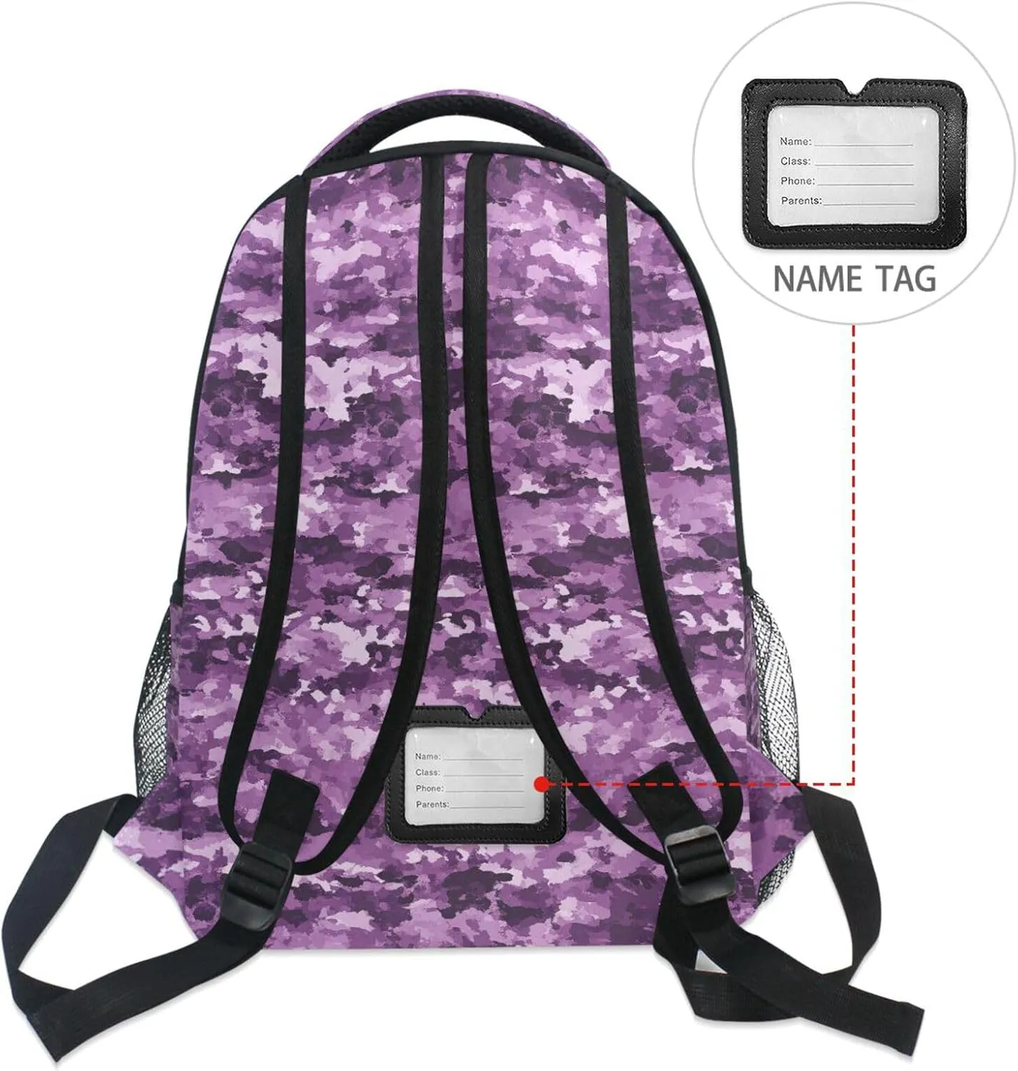 Backpacks for Men and Women Fashion Laptop Bookbag with Chest Strap for Business Work College Travel Trip Camouflage Purple