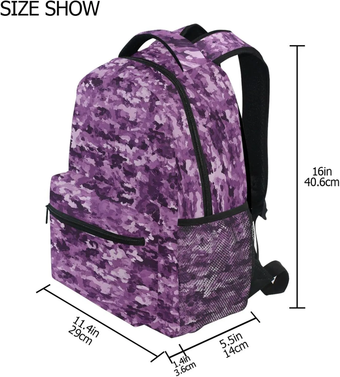 Backpacks for Men and Women Fashion Laptop Bookbag with Chest Strap for Business Work College Travel Trip Camouflage Purple