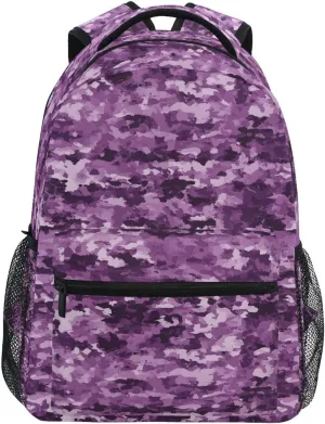 Backpacks for Men and Women Fashion Laptop Bookbag with Chest Strap for Business Work College Travel Trip Camouflage Purple