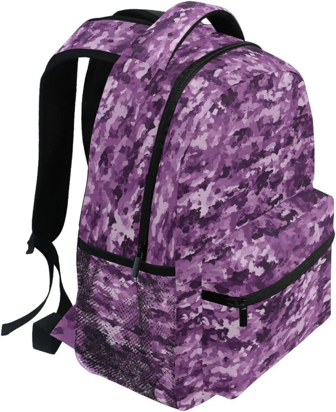 Backpacks for Men and Women Fashion Laptop Bookbag with Chest Strap for Business Work College Travel Trip Camouflage Purple