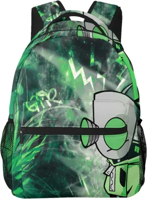 Backpacks Invader Anime Zim Adjustable Laptop Backpack Double Shoulder Bag for Women Men Climbing Shopping Work