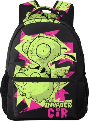 Backpacks Invader Anime Zim Adjustable Laptop Backpack Double Shoulder Bag for Women Men Climbing Shopping Work