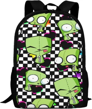 Backpacks Invader Anime Zim Adjustable Laptop Backpack Double Shoulder Bag for Women Men Climbing Shopping Work