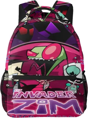 Backpacks Invader Anime Zim Adjustable Laptop Backpack Double Shoulder Bag for Women Men Climbing Shopping Work