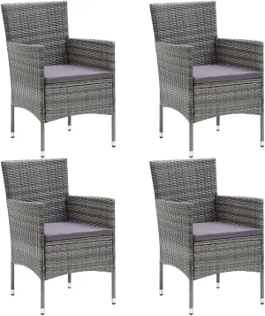 Backyard bar,Backyard Chairs,Patio Dining Chairs 4 pcs Poly Rattan GrayFor Gardens, patios, Balconies
