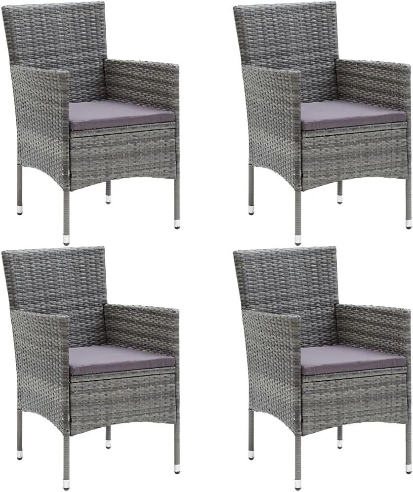 Backyard bar,Backyard Chairs,Patio Dining Chairs 4 pcs Poly Rattan GrayFor Gardens, patios, Balconies