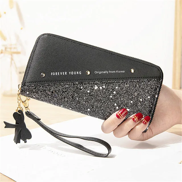 Bag Wallets Discounted rates Luxury Purse Coin Pu Wallet Clutch Long Phone Ladies Glitter Card Sequined Verified Leather Women Patchwork Female Holder