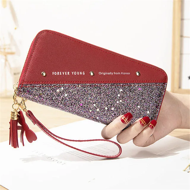 Bag Wallets Discounted rates Luxury Purse Coin Pu Wallet Clutch Long Phone Ladies Glitter Card Sequined Verified Leather Women Patchwork Female Holder