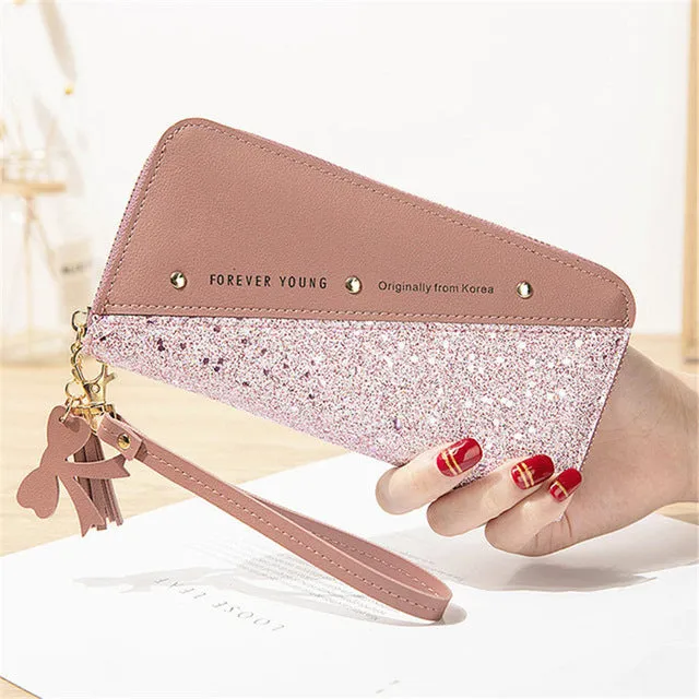 Bag Wallets Discounted rates Luxury Purse Coin Pu Wallet Clutch Long Phone Ladies Glitter Card Sequined Verified Leather Women Patchwork Female Holder
