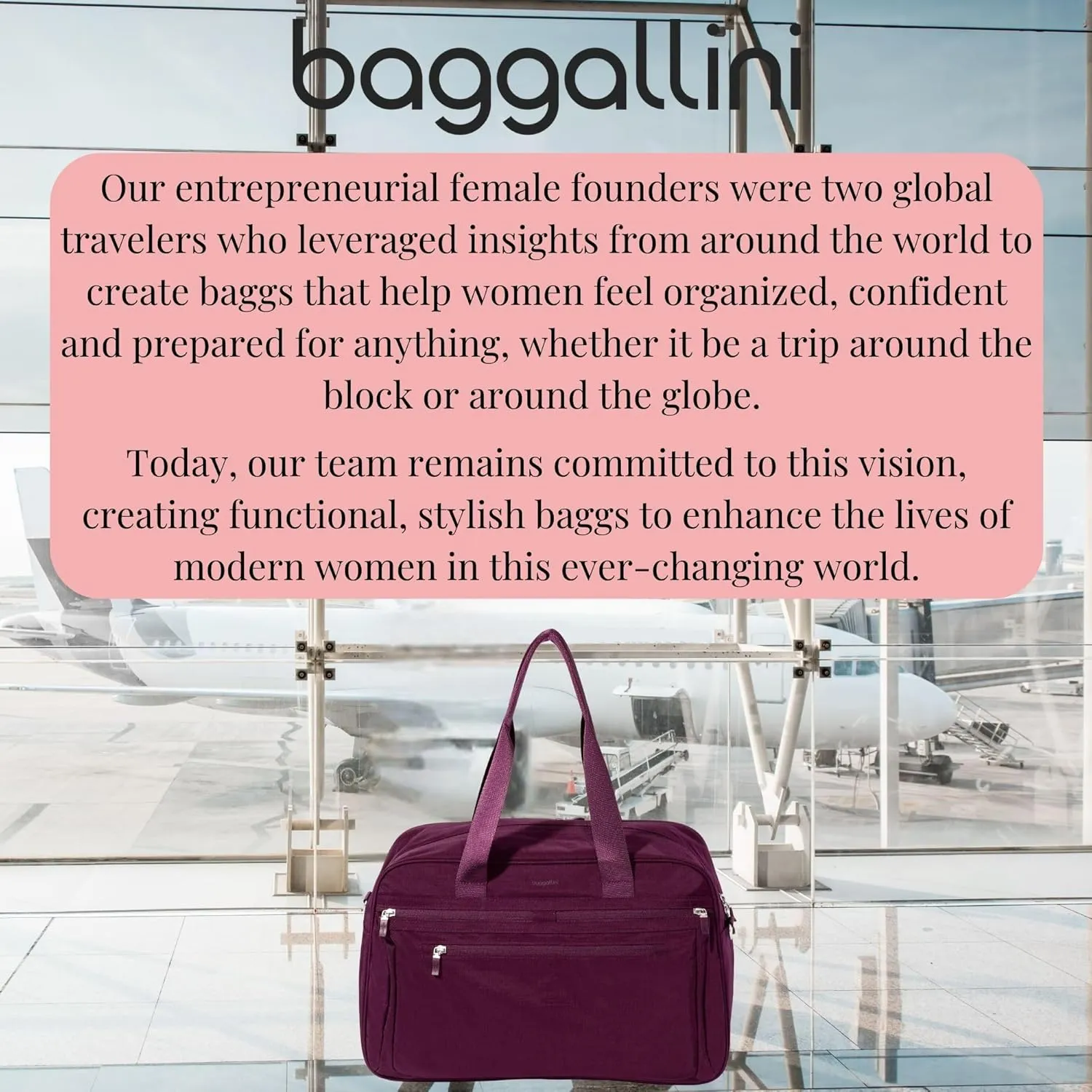 Baggallini Weekender Expandable Duffel - Lightweight 11x17 Inch Overnight Travel Bag