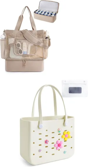 BAGSMART Beach Bag for Women, Waterproof Vacation Essentials for Summer Swim Cruise Pool