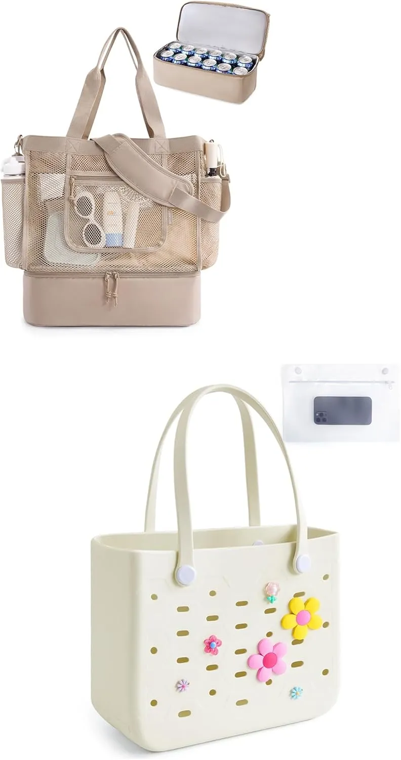 BAGSMART Beach Bag for Women, Waterproof Vacation Essentials for Summer Swim Cruise Pool