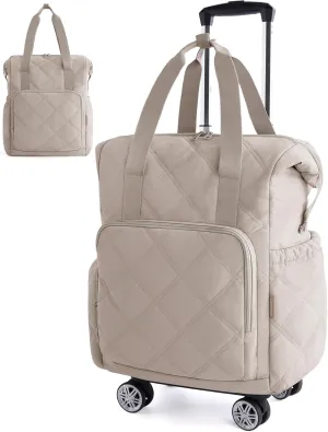 BAGSMART Rolling Duffle Bag with Wheels, 35L Carry on Travel Bag with Detachable Wheels, PVC Wet Pocket Duffle Bag with Handle