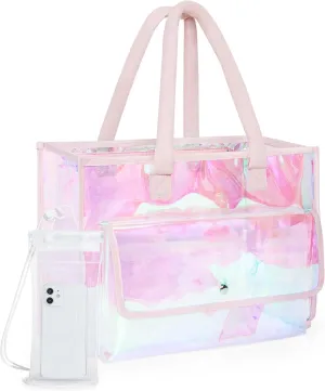 BAGSMART Waterproof Beach Bag for Women with Phone Pouch, Large Tote Bag for Pool, Travel and Vacation