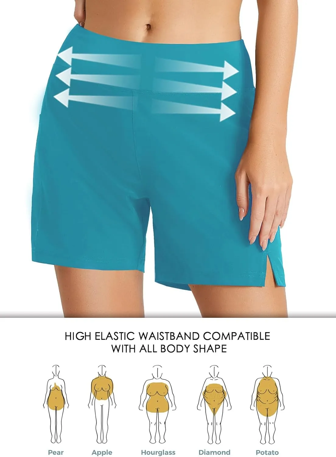baleaf Women's 3''/ 5"/ 7" Quick Dry High Waisted Swim Board Shorts UPF 50  Swimsuit Bottom Trunks with Liner