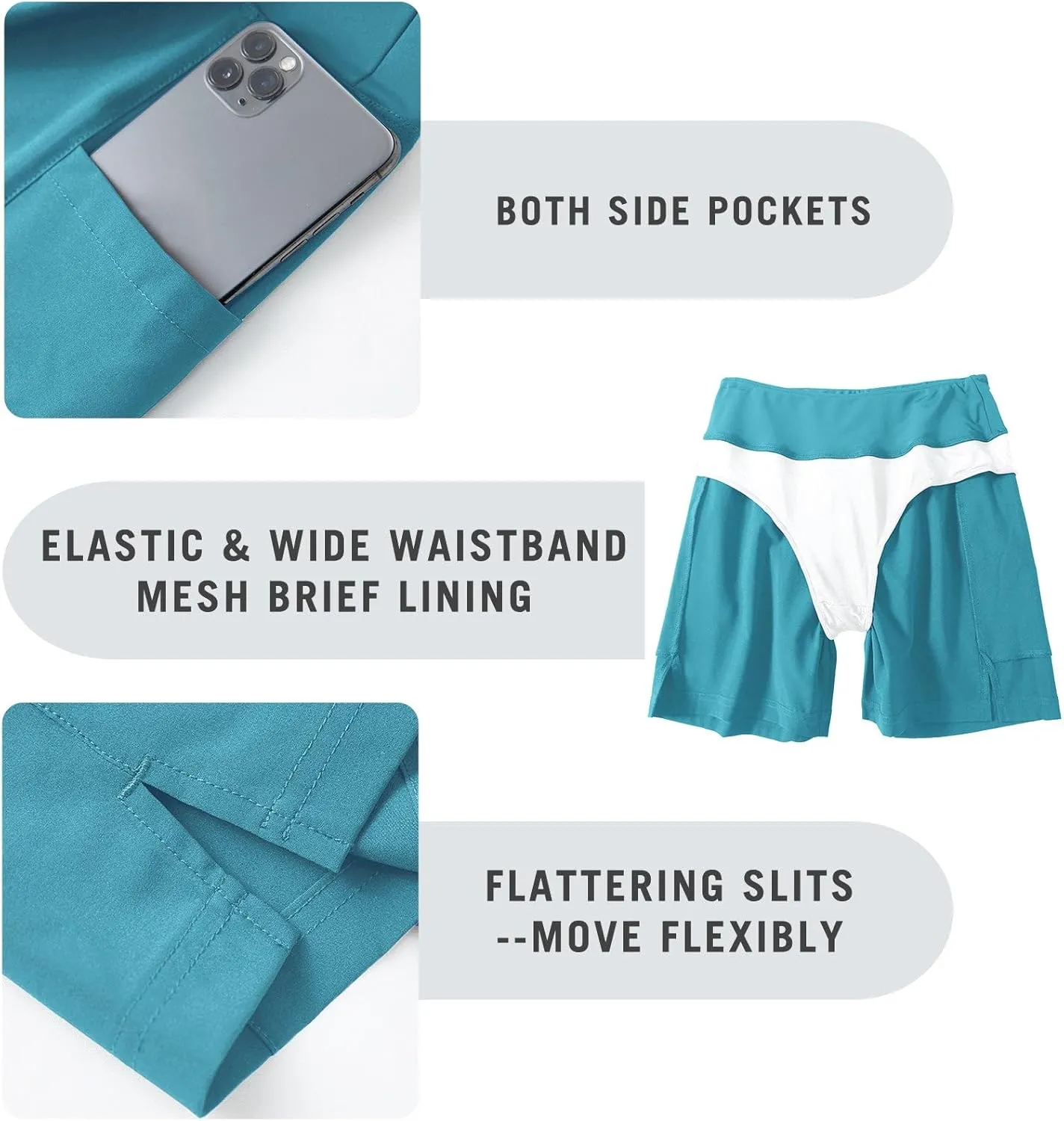 baleaf Women's 3''/ 5"/ 7" Quick Dry High Waisted Swim Board Shorts UPF 50  Swimsuit Bottom Trunks with Liner