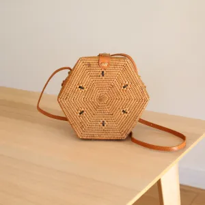 Bali Hexagon Rattan Crossbody Bag