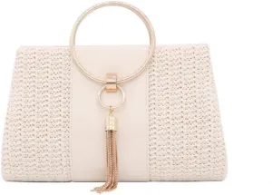 Bamboo Handbag Handmade Tote Bamboo Purse Straw Beach Bag for Women